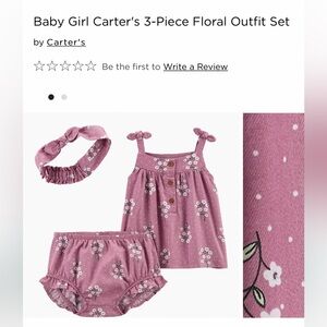NEW baby girl Carter’s 3-piece floral outfit set size 18 m and 24 m mauve pink